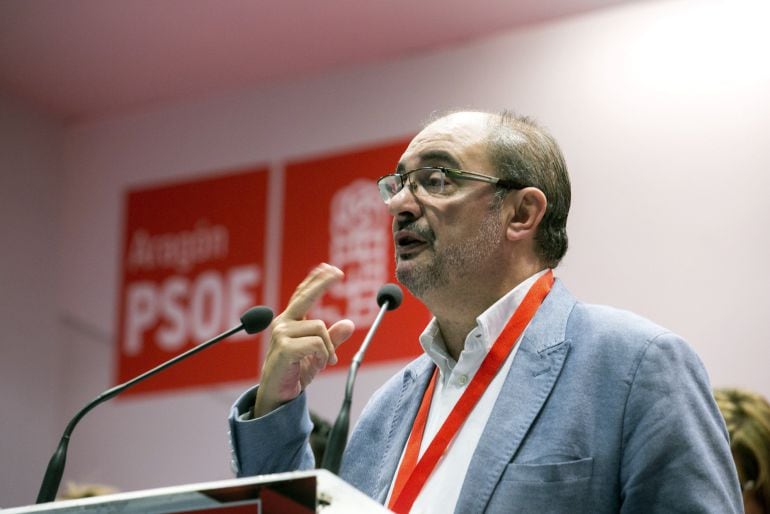 El presidente de Aragón, Javier Lambán, durante un acto del PSOE