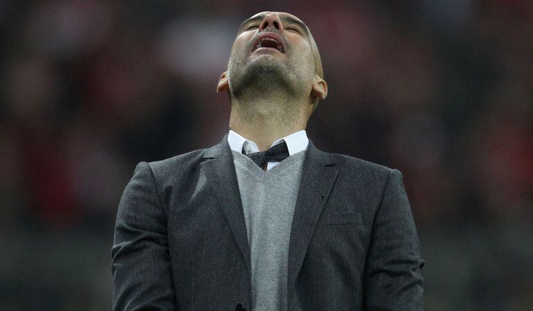 Pep Guardiola, durante el partido en el Allianz Arena ante el Atlético.