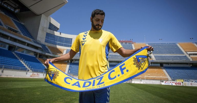 El delantero Dani Güiza, durante su presentación como nuevo jugador del Cádiz