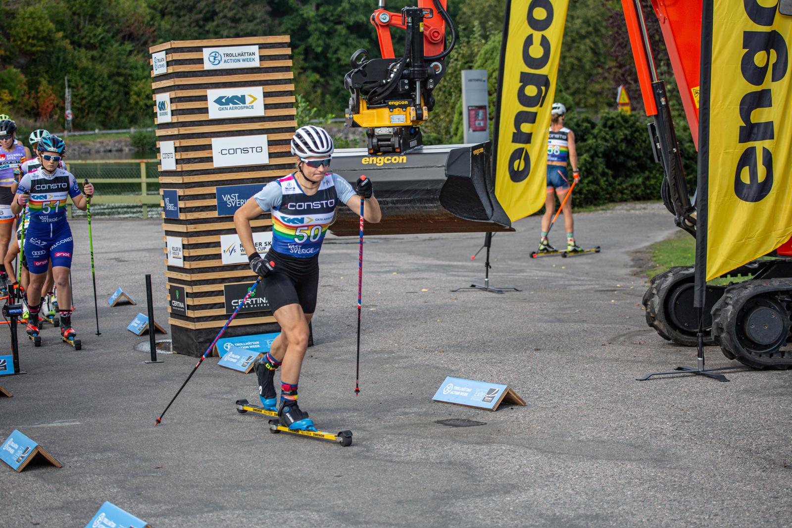 Gina del Rio en una prova de la Copa del Món de rollerski a Suècia