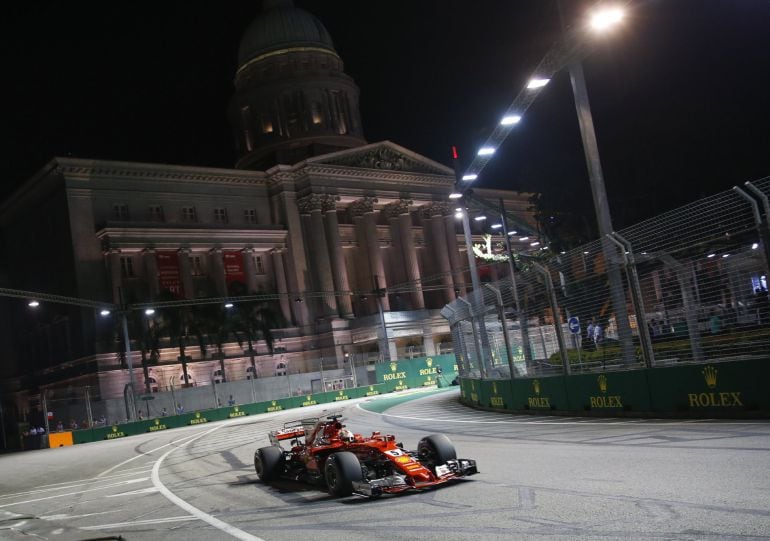 Sebastian Vettel durante el GP de Singapur.