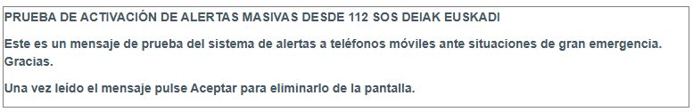 Mensaje que aparecerá en las pantallas de los móviles