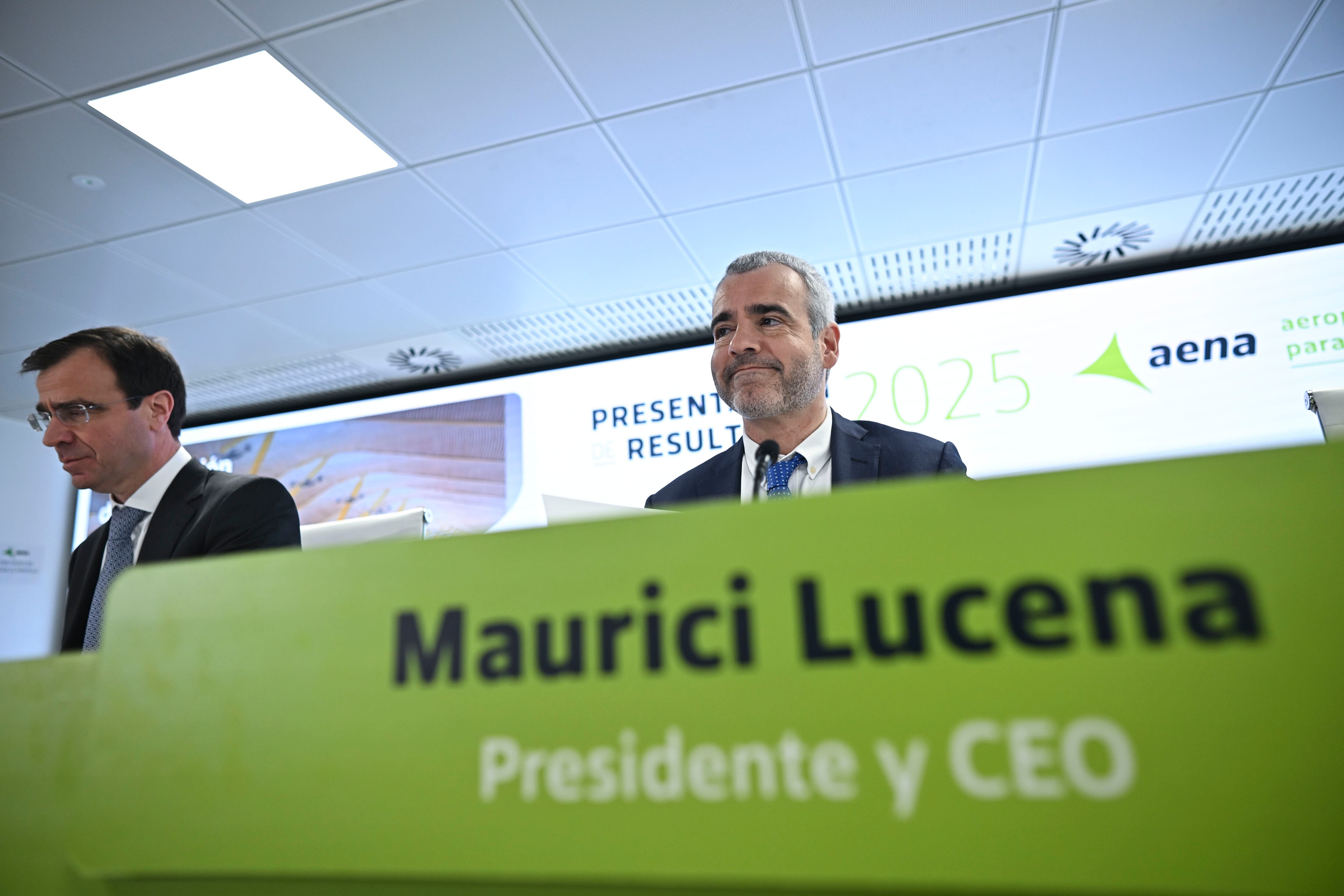 MADRID, 25/02/2026.- El El presidente y consejero delegado de Aena, Maurici Lucena, durante la presentación a los medios de comunicación los resultados económicos del año 2025. 
