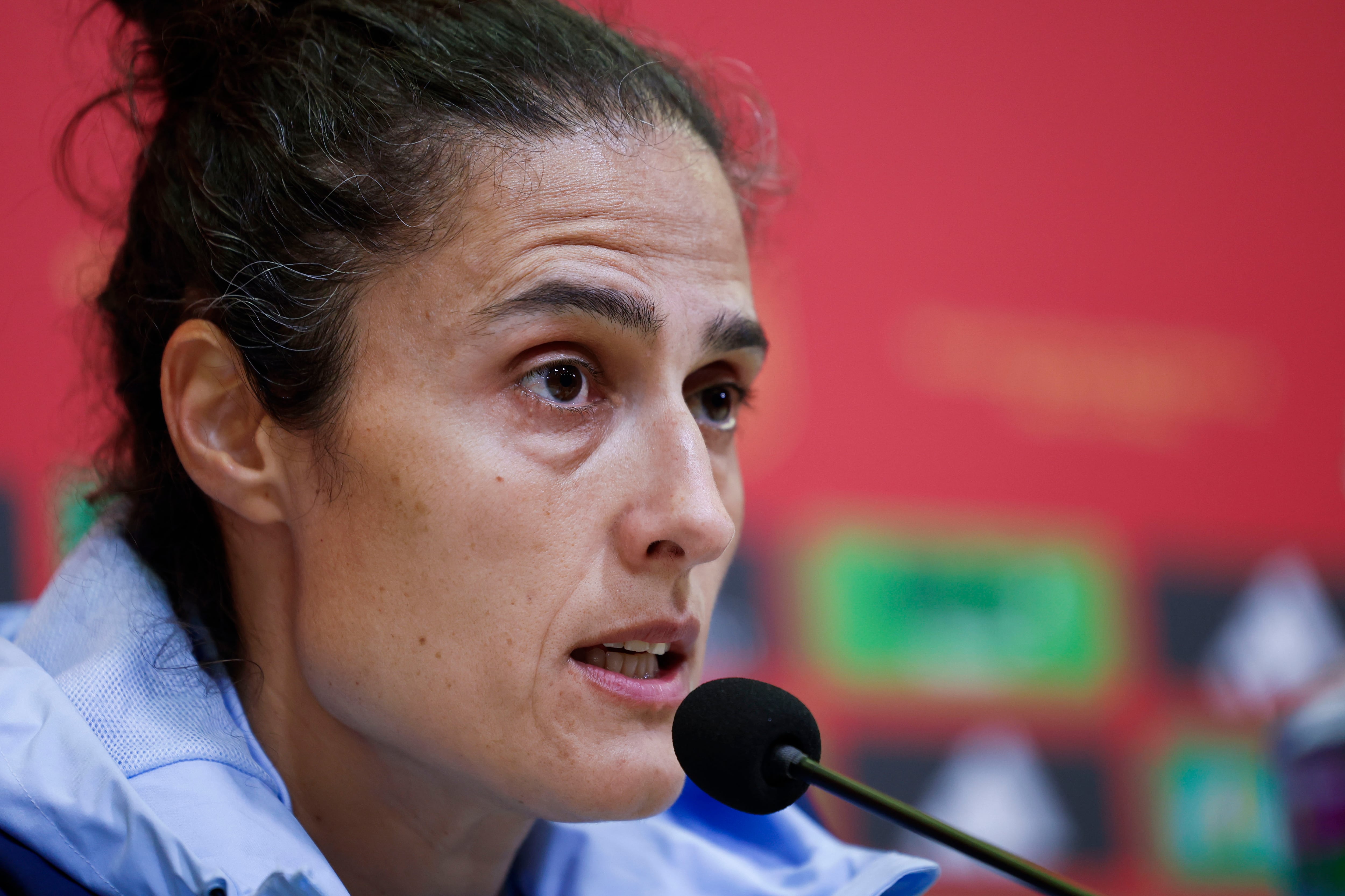 Montse Tomé, en la rueda de prensa previa al partido amistoso que España disputará ante Italia. EFE/ Mariscal