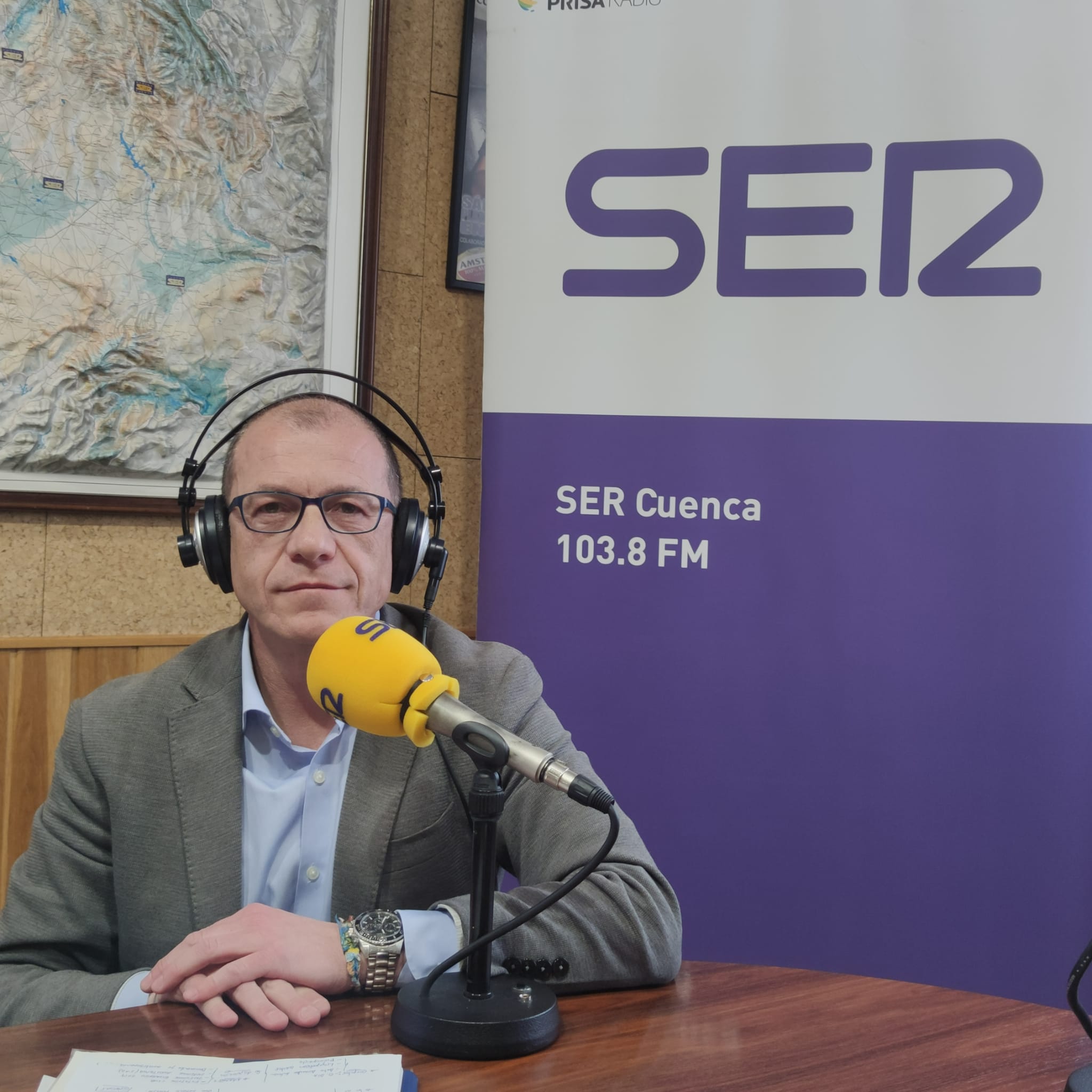 Ángel Mayordomo, presiente del Conquense en los estudios de SER Cuenca