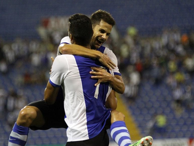 Gato celebra un gol del Hércules esta temporada