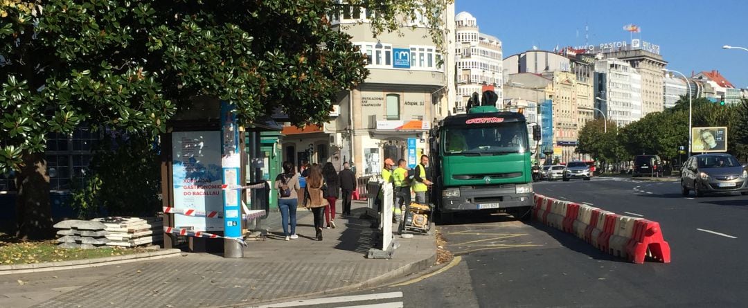 Parada de bus de la plaza de Orense