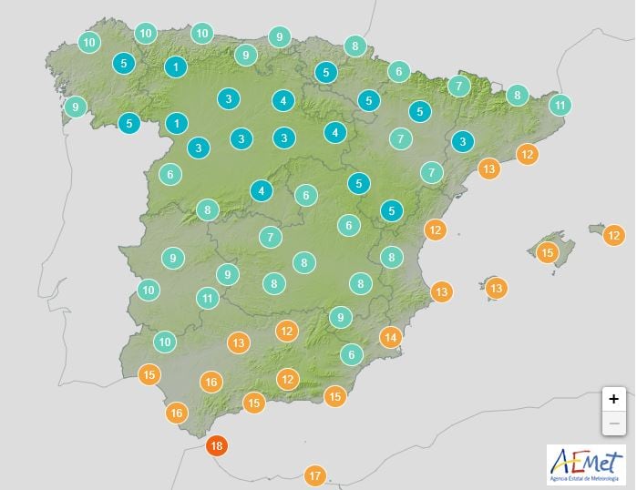 Temperaturas para este viernes a las 14:00 horas