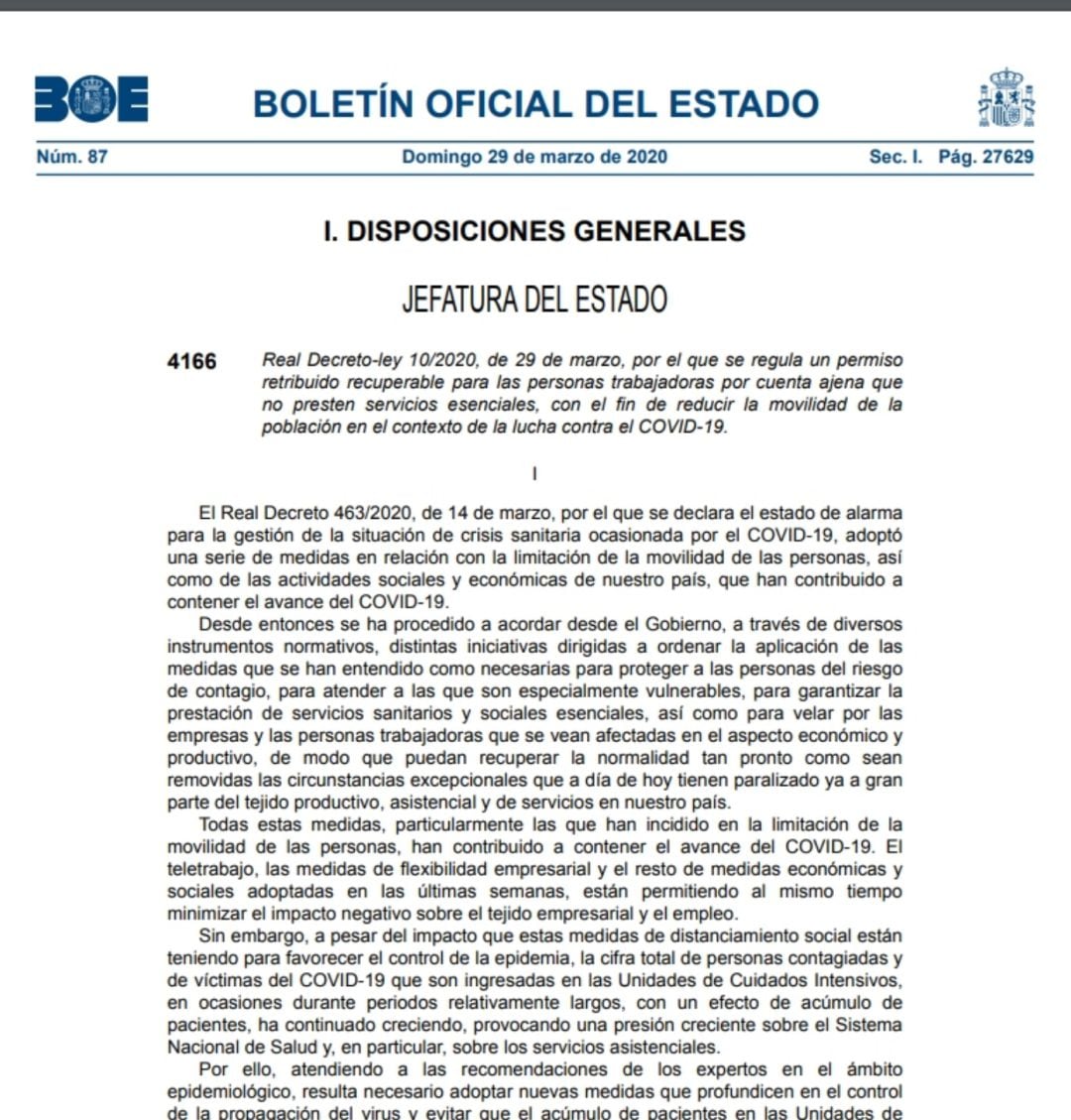 El BOE publicado por el Gobierno. 