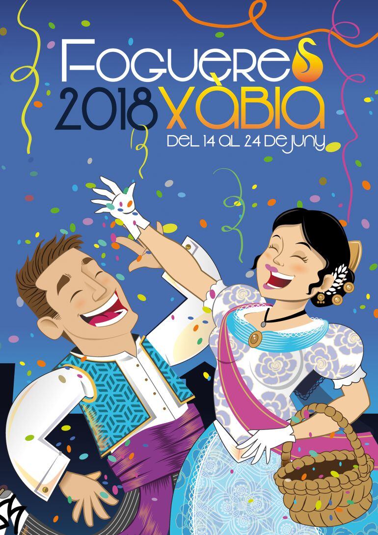 Cartel anunciador de las fiestas de Fogueres de Sant Joan de Xàbia 2018.
