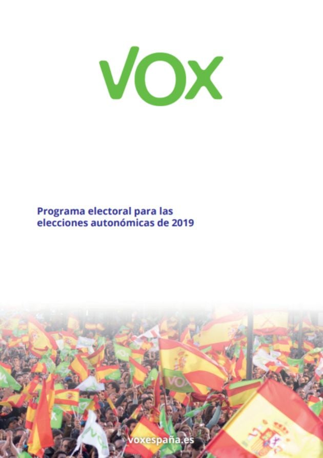 Programa electoral de Vox para las elecciones autonómicas de 2019