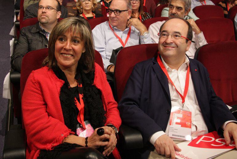 Núria Marín junto a Miquel Iceta durante el XIII Congreso del PSC convocado para este fin de semana