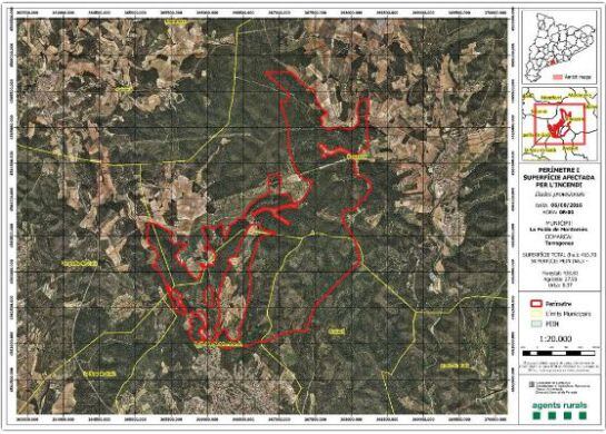 Mapa de la superfície afectada.