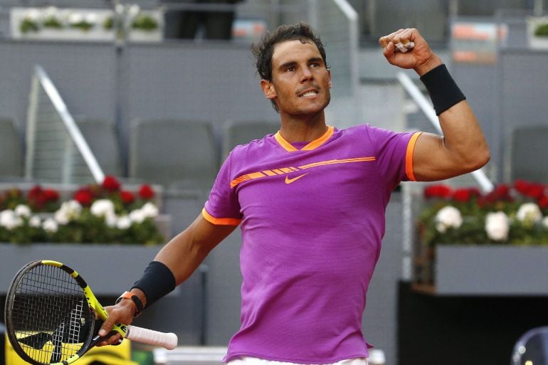 Nadal celebra la victoria ante Fognini