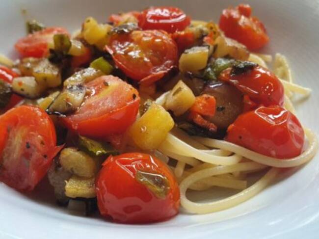 Espaguetis amb verdures