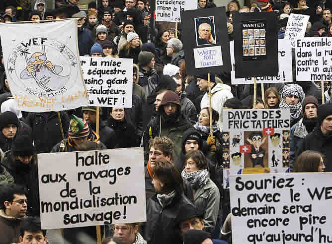 Congregación en Ginebra en contra del Foro Económico de Davos