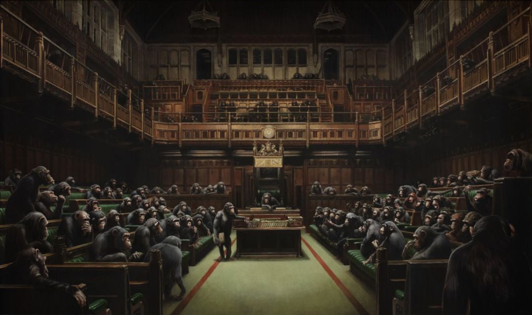 La obra &#039;Devolved Parliament&#039;, de Banksy, que se subastará en octubre