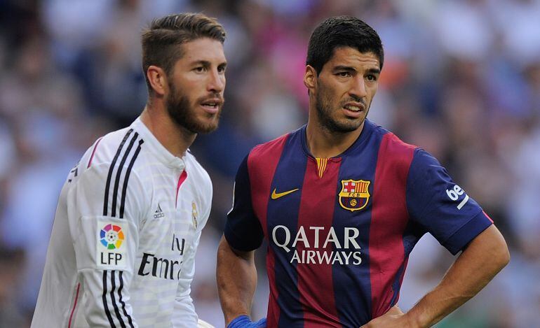 Ramos y Luis Suárez, en el Clásico del Bernabéu