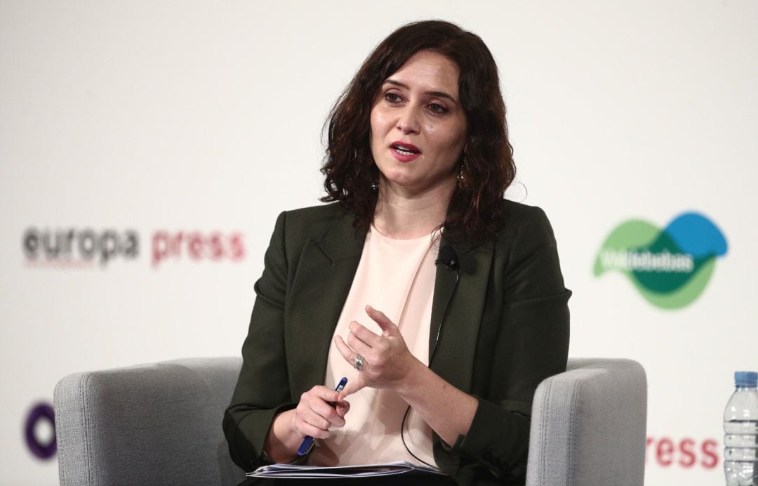 La presidenta de la Comunidad de Madrid y candidata en las elecciones del 4 de mayo en la región, Isabel Díaz Ayuso, interviene en un Desayuno Informativo de Europa Press, en Madrid