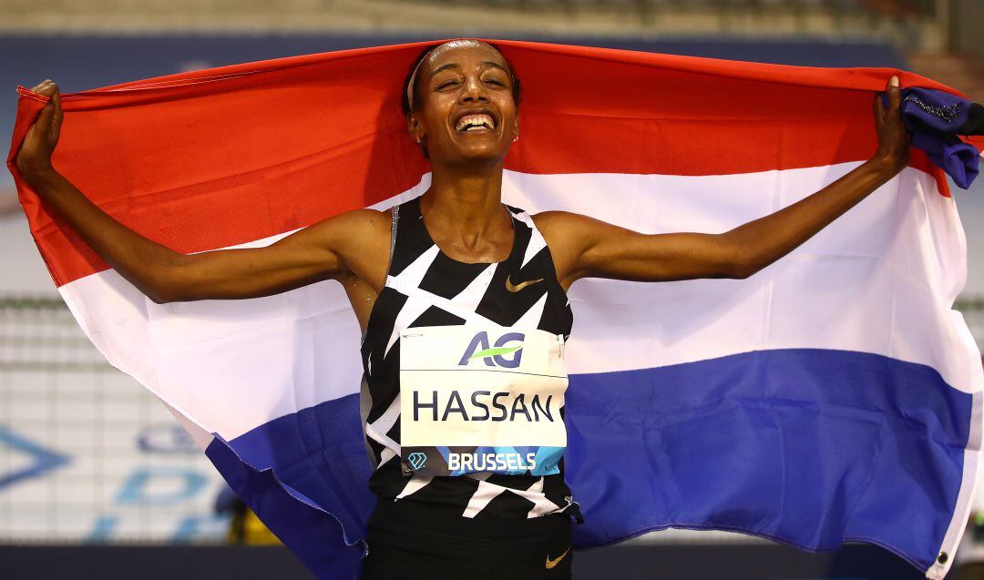 Sifan Hassan en la celebración de la One Hour Woman durante la reunión de la Diamond League, Bruselas 2020. 