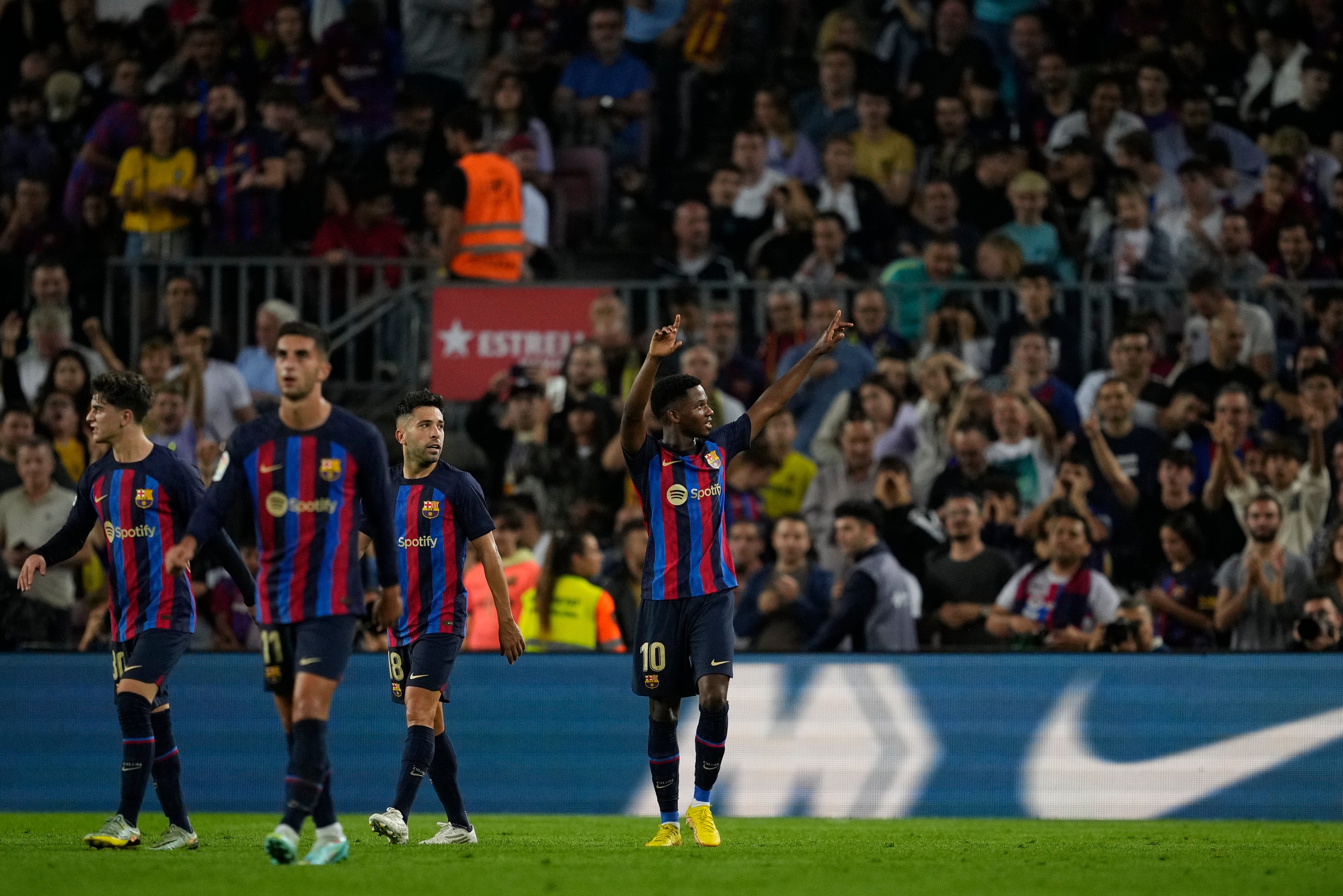 Ansu Fati celebrando el 3-0 contra el Villarreal