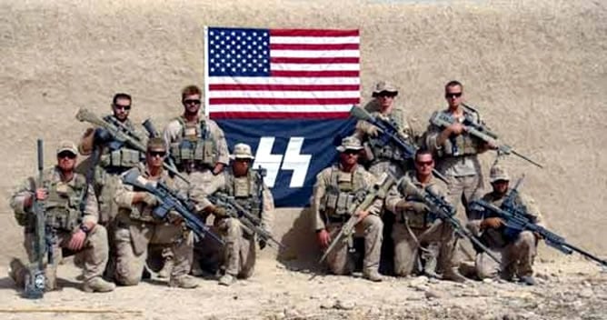 Polémica por la difusión de una foto de marines de EEUU con una bandera nazi en Afganistán