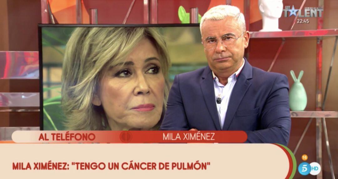 Imagen del programa de &#039;Sálvame&#039; de este martes con el anuncio de la enfermedad de Mila Ximénez