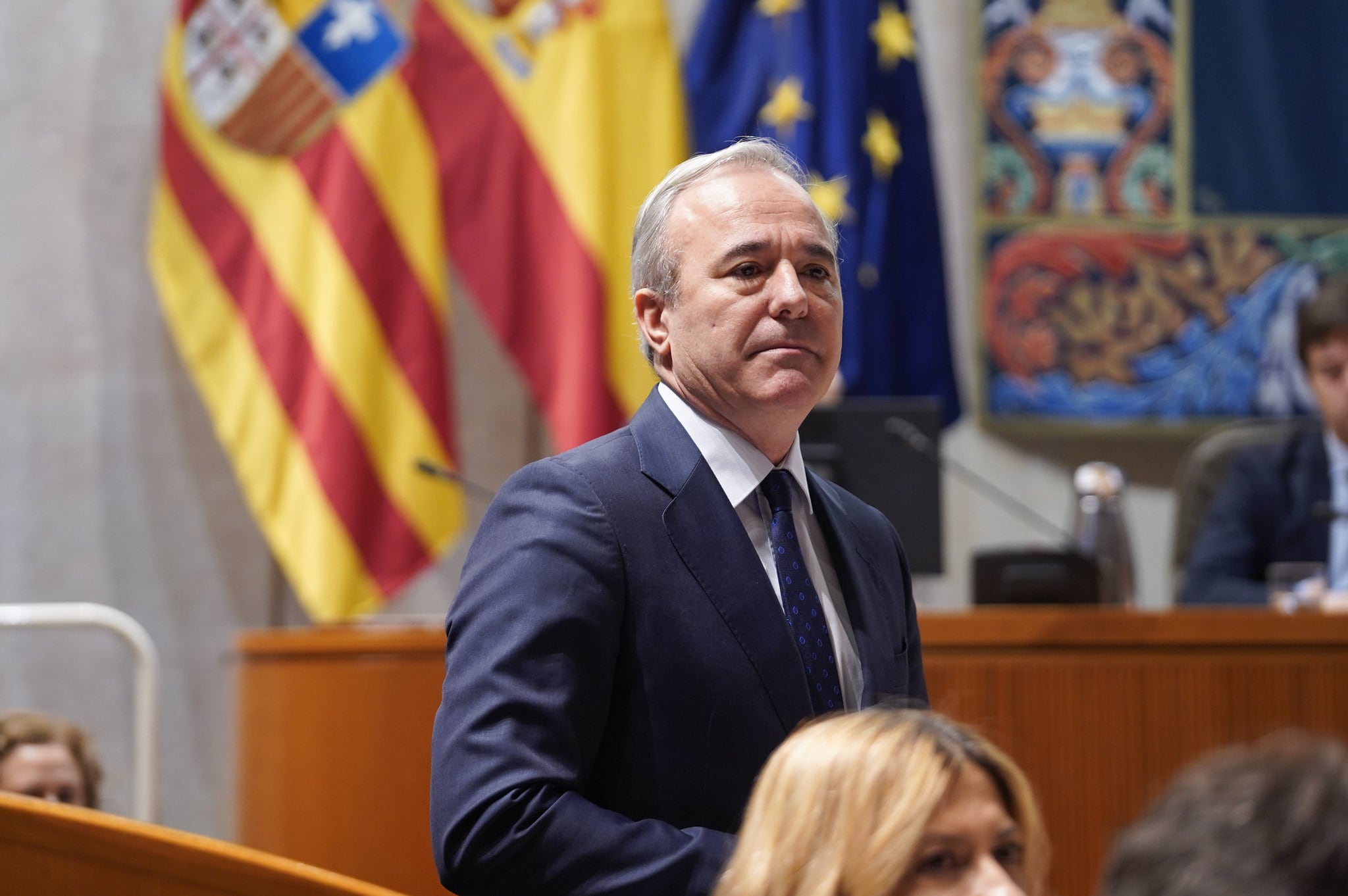 El presidente de Aragón, Jorge Azcón, durante una sesión del pleno