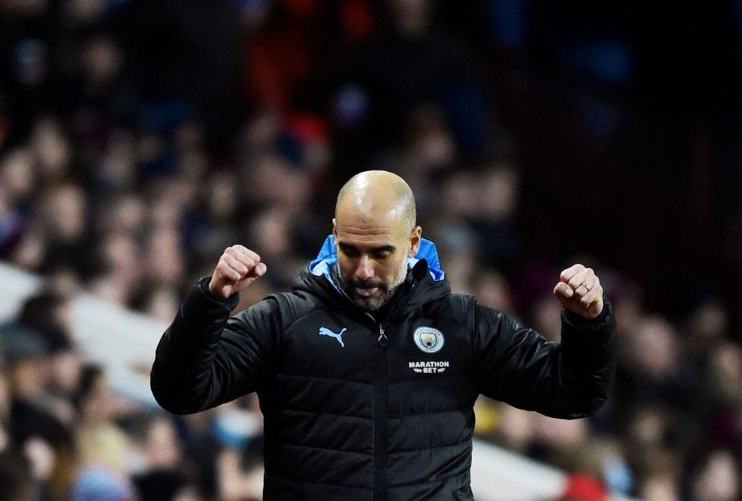 Guardiola, durante el partido contra el Aston Villa. 