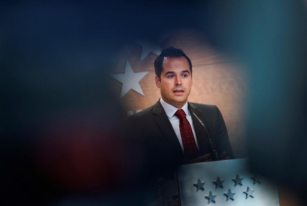 El vicepresidente de la Comunidad de Madrid, Ignacio Aguado, durante la rueda de prensa posterior a la reunión del Consejo de Gobierno, este miércoles en la capital.