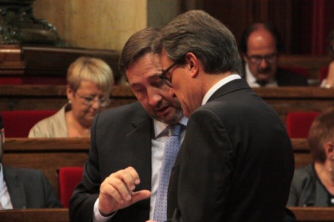 El conseller d'Agricultura, Josep Maria Pelegrí, i el president de la Generalitat de Catalunya, Artur Mas