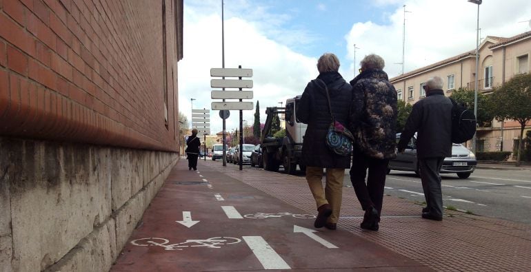 Uno de los tramos de la acera bici en Alcalá de Henares.