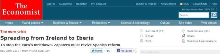 Portada de &#039;The Economist&#039; en su edición &#039;online&#039;