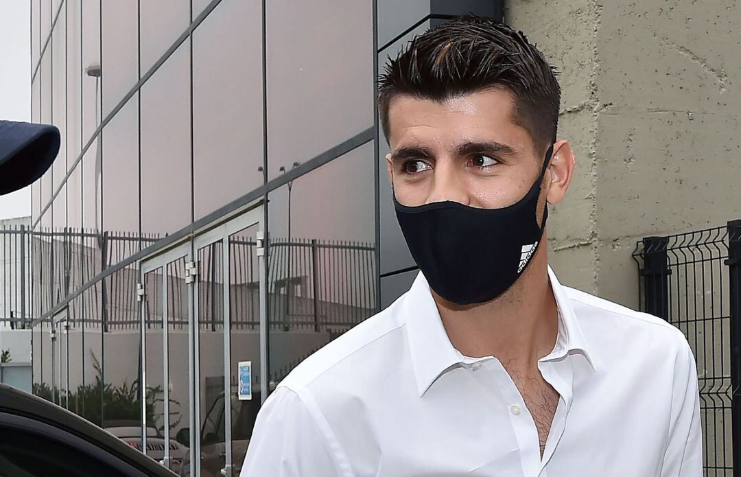 Álvaro Morata, tras pasar el reconocimiento médico con la Juventus.