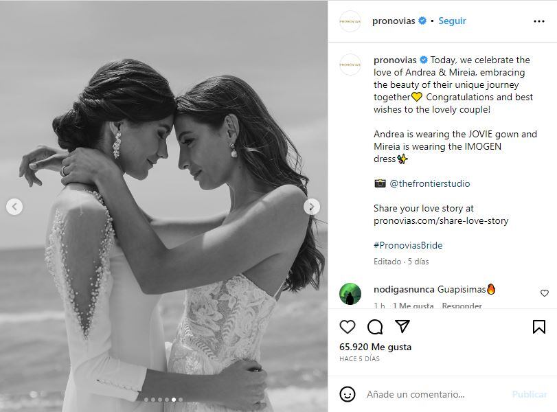 La publicación de Pronovias que ha desatado la polémica