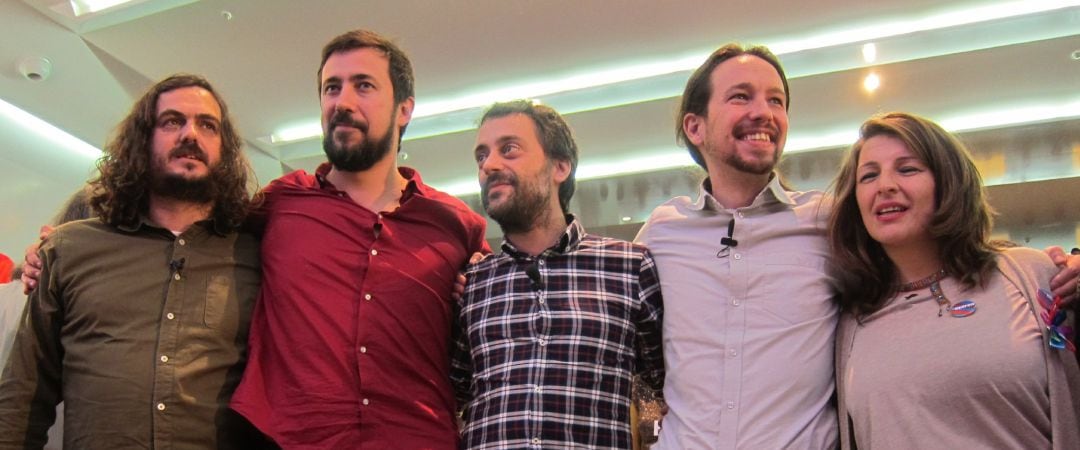 Pablo Iglesias en un mitin con En Marea