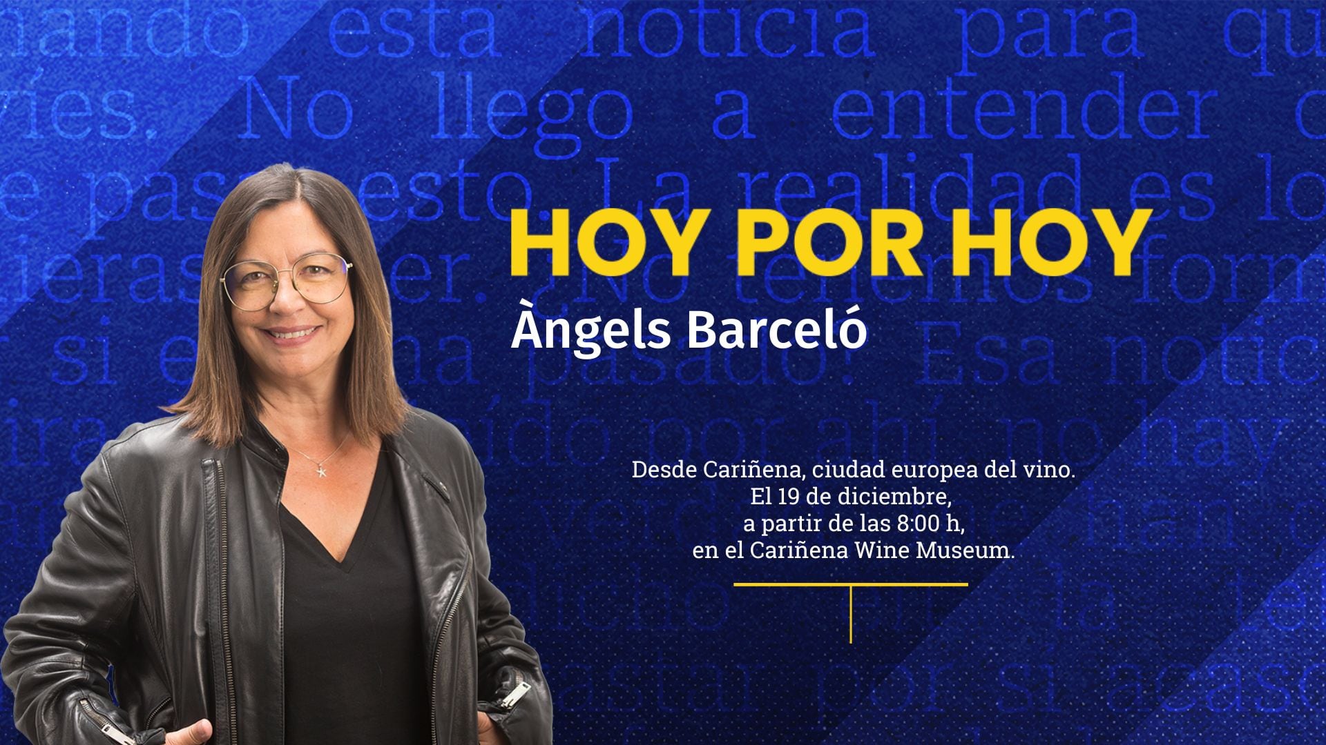Hoy por Hoy, con Àngels Barceló llega a Cariñena este viernes.