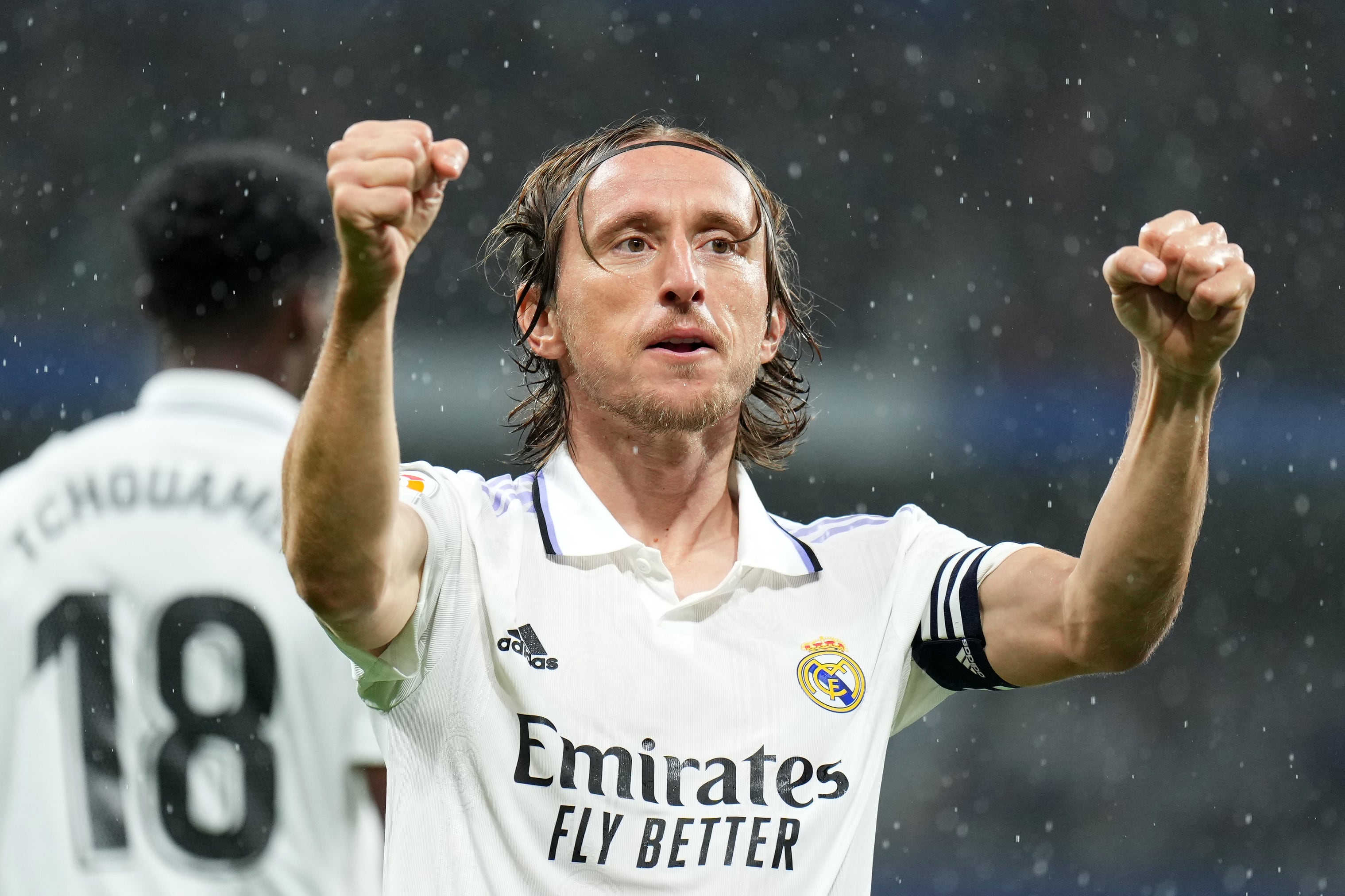 Luka Modric celebra un triunfo del Real Madrid. (Photo by Angel Martinez/Getty Images)