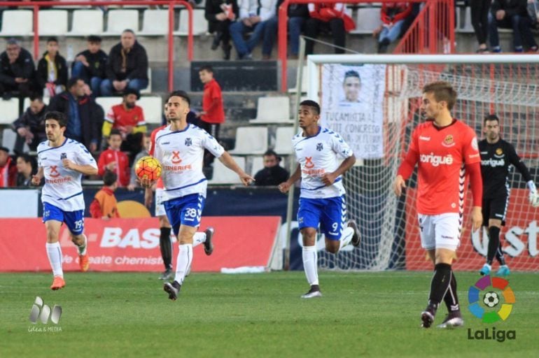 Omar Perdomo tras marcar en Tarragona