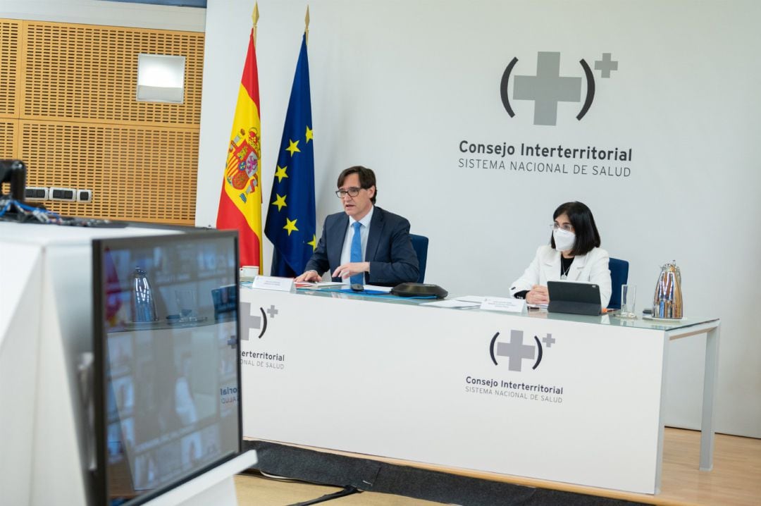 Salvador Illa y Carolina Darias durante el Consejo Interterritorial del Sistema Nacional de Salud, el pasado de enero de 2020.