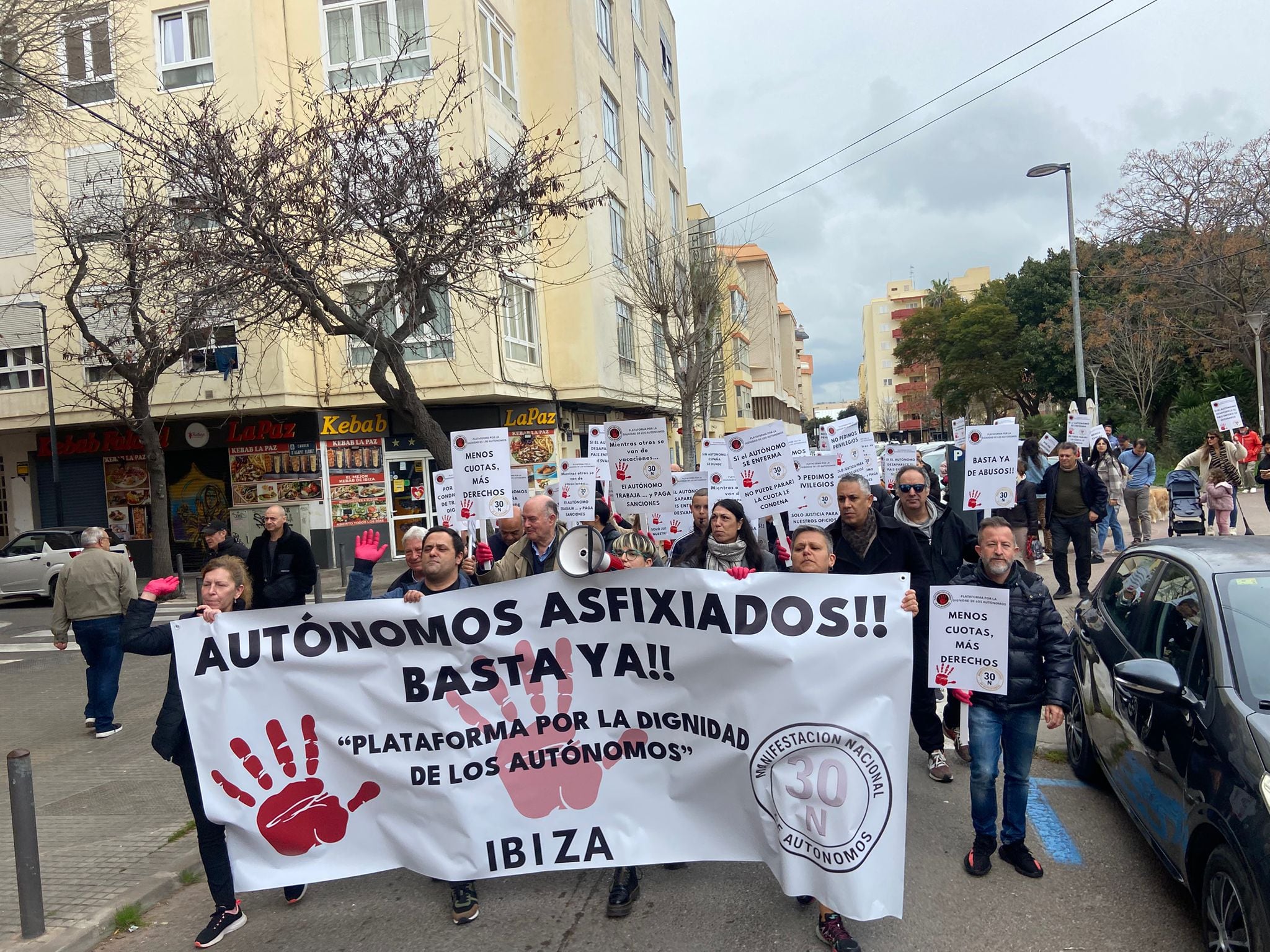 Un momento durante la movilización