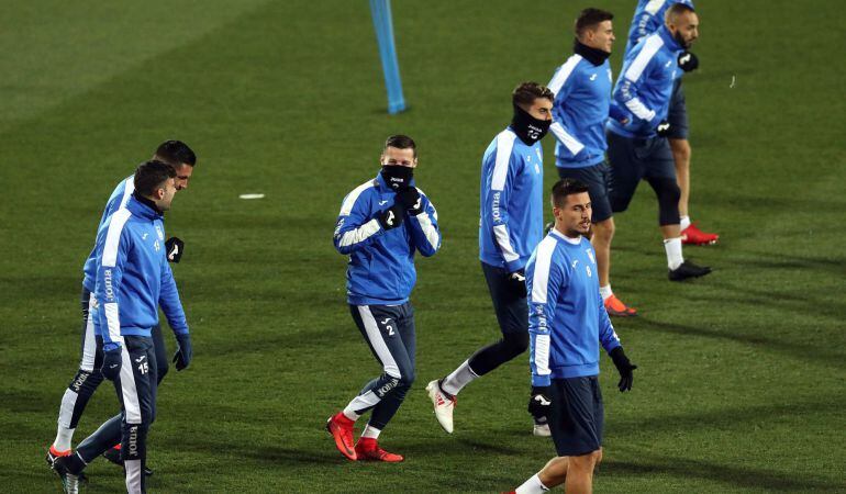 Los jugadores del C.D. Leganés durante una sesión de entrenamiento de esta semana