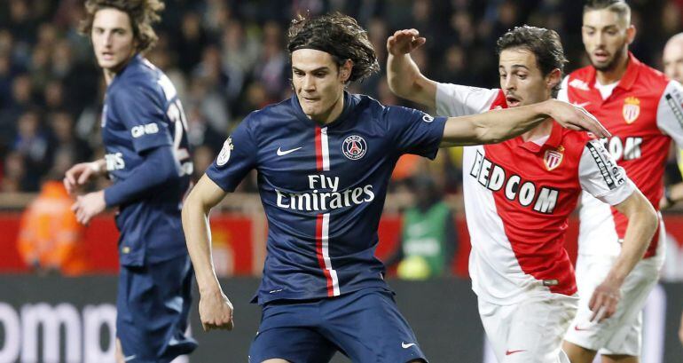 Edinson Cavani, en un partido entre el PSG y el Mónaco.