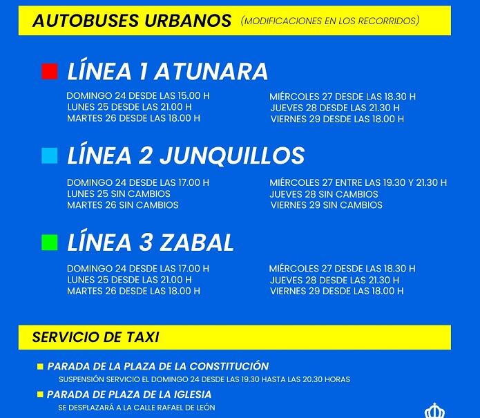 Modificaciones en servicios de autobuses y taxis
