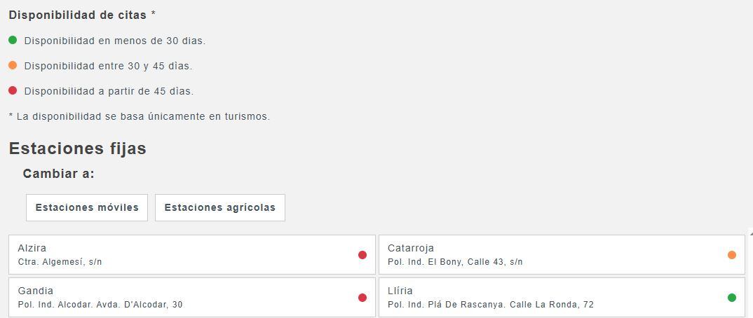 Disponibilidad para coger cita previa en la web de sitval a las 15.00 hora de hoy.