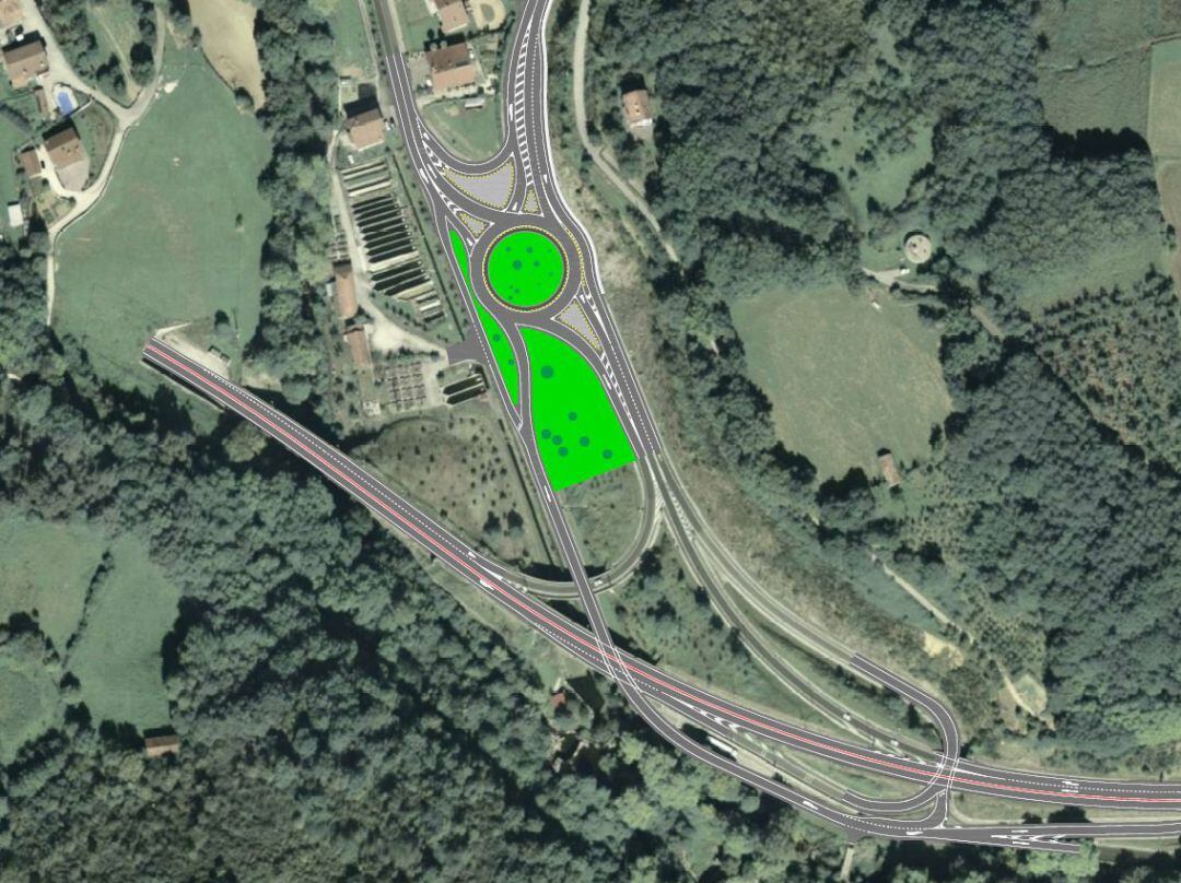 Plano de la nueva glorieta del nudo de la N-121-A y N-121-B, en Oronoz-Mugaire. GOBIERNO DE NAVARRA
07/12/2021