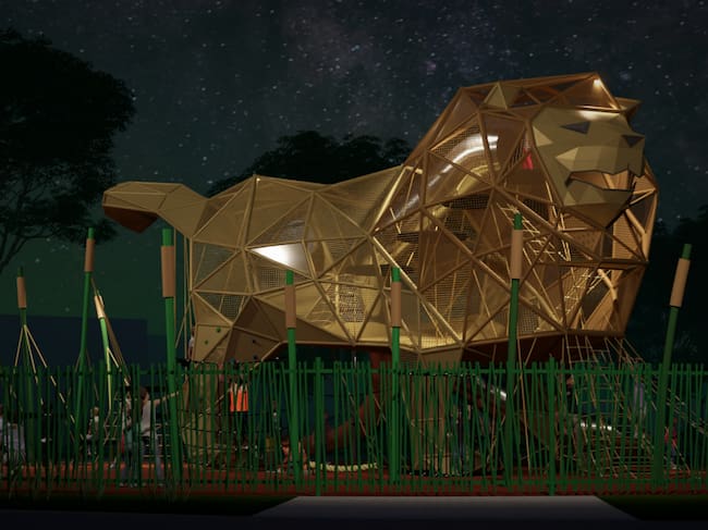 Recreación del león que se instalará en la explanada de los pendones leoneses