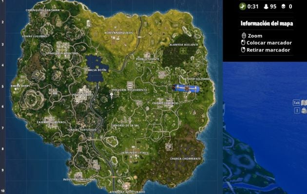 Mapa de la isla de Fortnite.