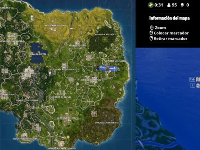 Mapa de la isla de Fortnite.