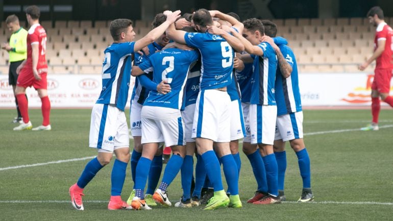 Jugadores del Xerez DFC celebrando uno de los goles 